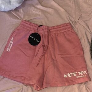 White Fox Boutique Pink Athletic Shorts with Elastic Waistband and Drawstring